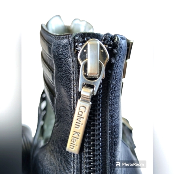 Calvin Klein Danica Black Leather Women's Heels Shoes Size 7M - Picture 6 of 15